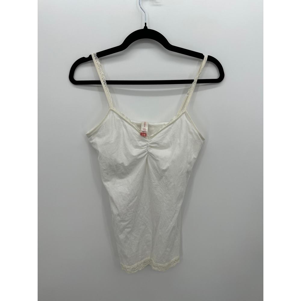 No Boundaries Lace Trim Cami XL White Cotton Coquette Balletcore Layering